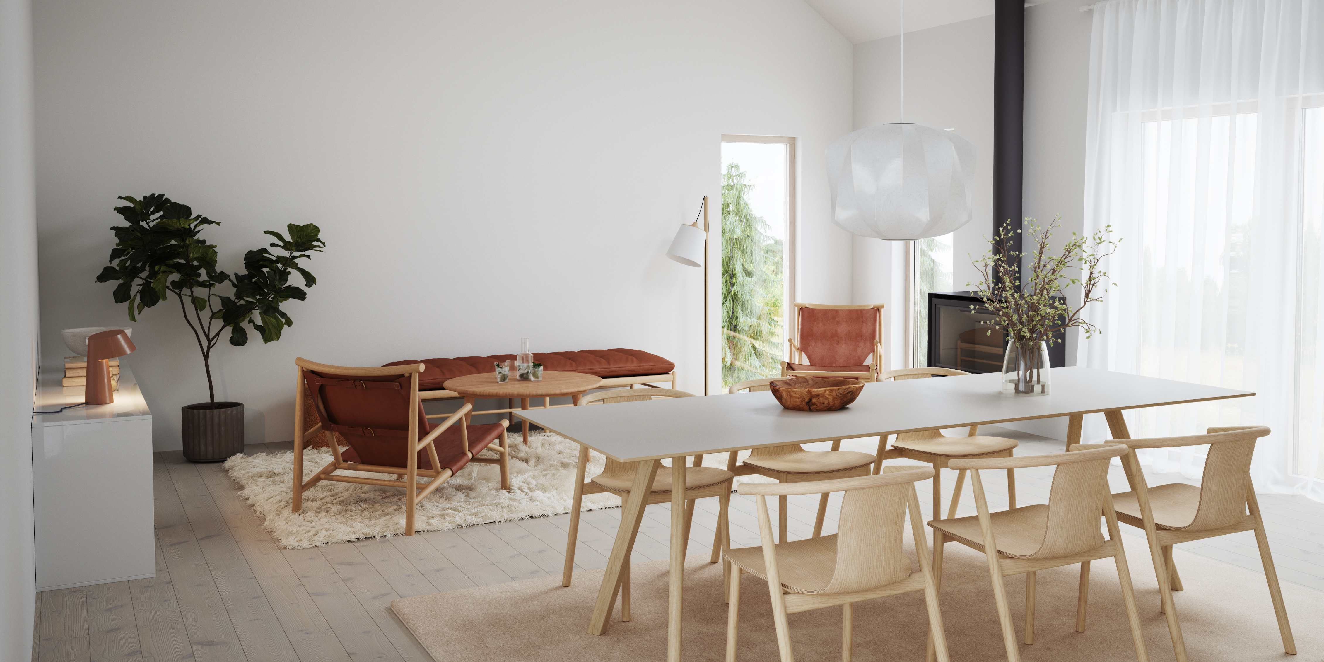 Zidna slika s retro narančastim geometrijskim uzorkom iz sredine stoljeća